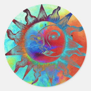 Sun & Moon Round Sticker