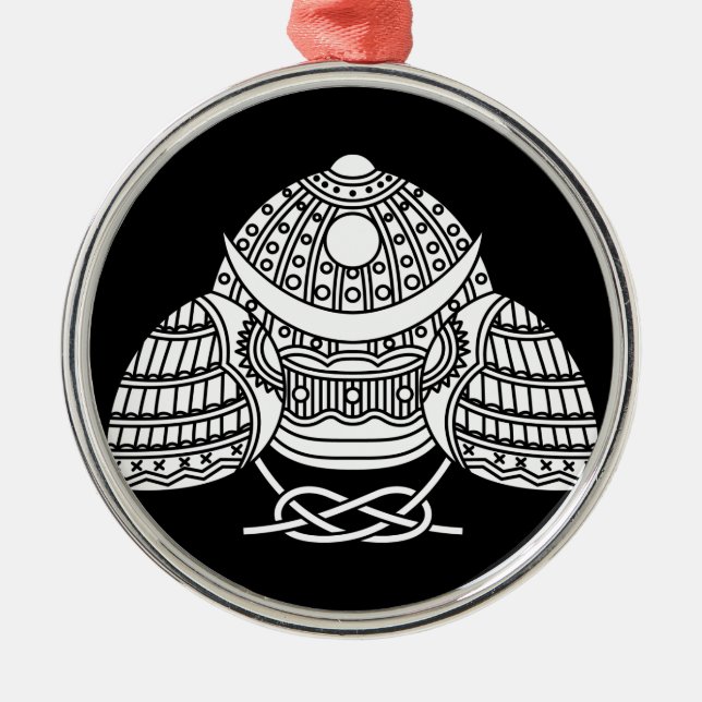 Sun moon Samurai helmet Metal Ornament (Front)
