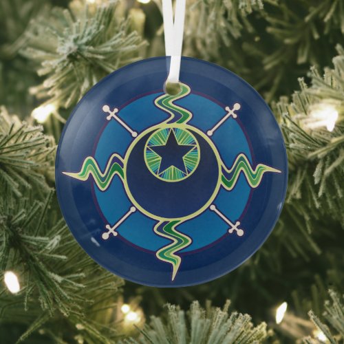 Sun Moon Star mystic emblem Glass Ornament