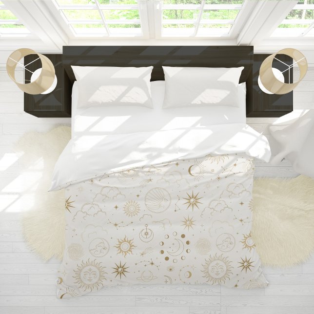 Sun Moon Stars Celestial Mystic Pattern Duvet Cover (Creator Uploaded)