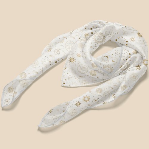 Sun Moon Stars Celestial Mystic Pattern Scarf