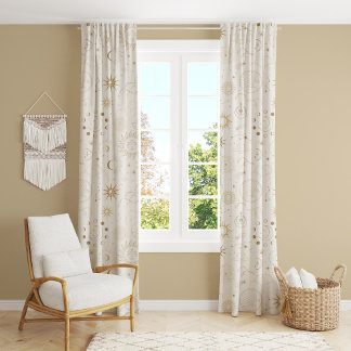 Sun Moon Stars Celestial Mystic Pattern Sheer Curtains