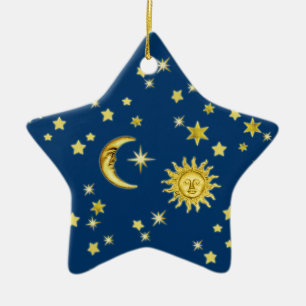 Sun, Moon & Stars Ceramic Ornament