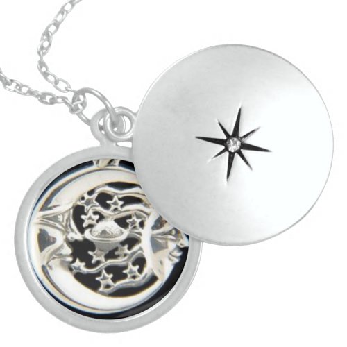 SUN  MOON STARS CHARM STERLING SILVER NECKLACE