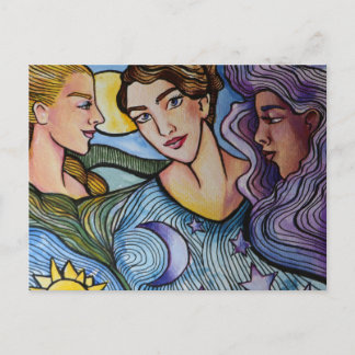 Sun Moon Stars Feminine Art                        Holiday Postcard