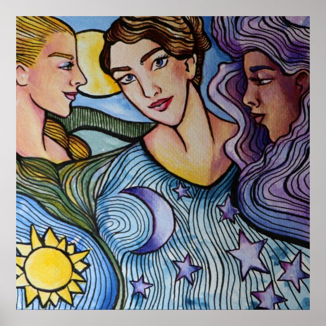 Sun Moon Stars Feminine Art                        Poster (Front)