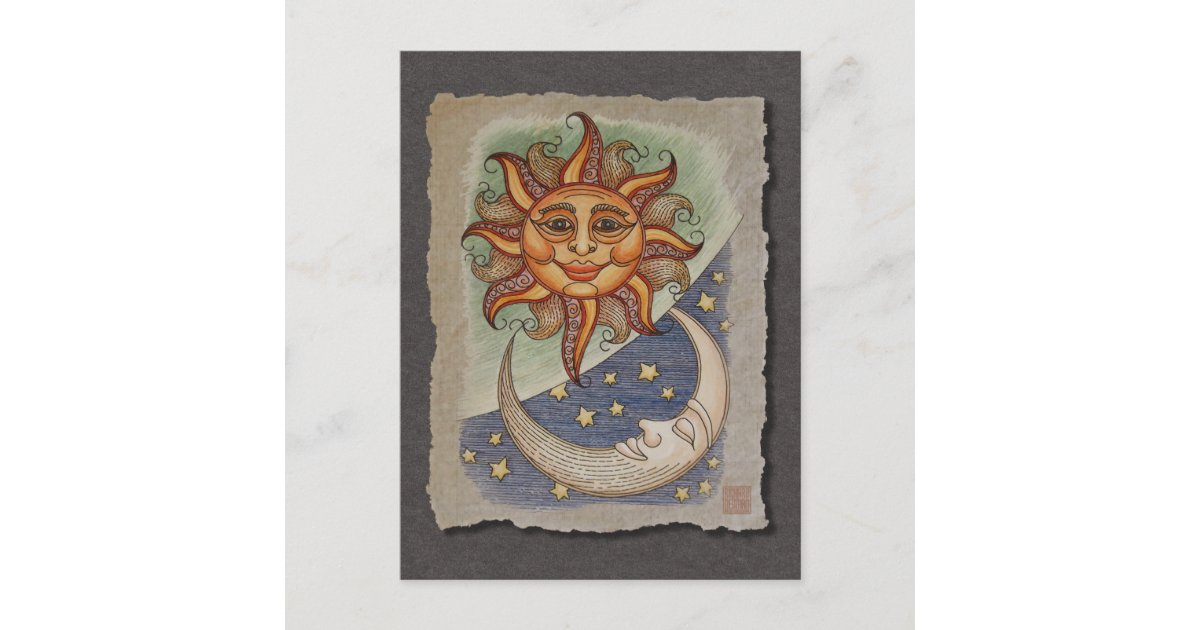 Sun Moon Stars Postcard Zazzle Com
