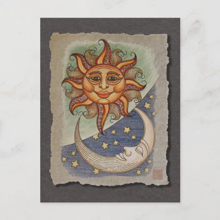 Sun Moon Stars Postcard Zazzle Com