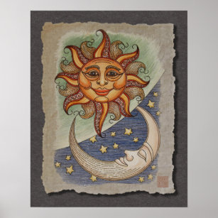 Sun Moon & Stars Poster