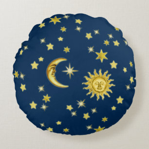 Sun, Moon & Stars Round Pillow