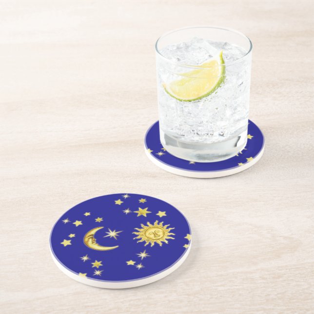 Sun, Moon & Stars Sandstone Coaster (Side)