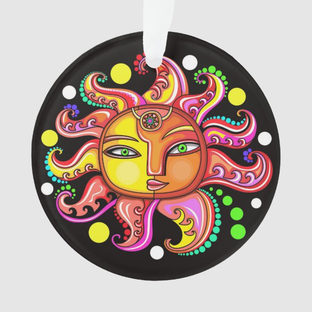Sun Moon Stars Sunface Ornament (Front)