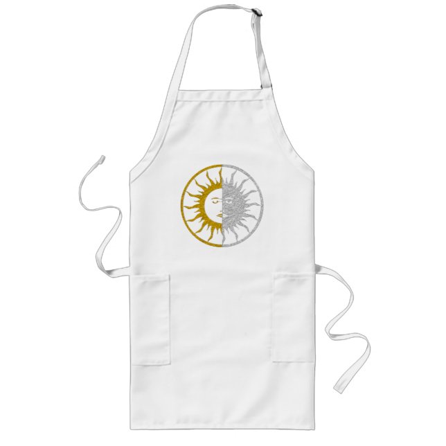 SUN & MOON Symbol - gold silver Long Apron (Front)