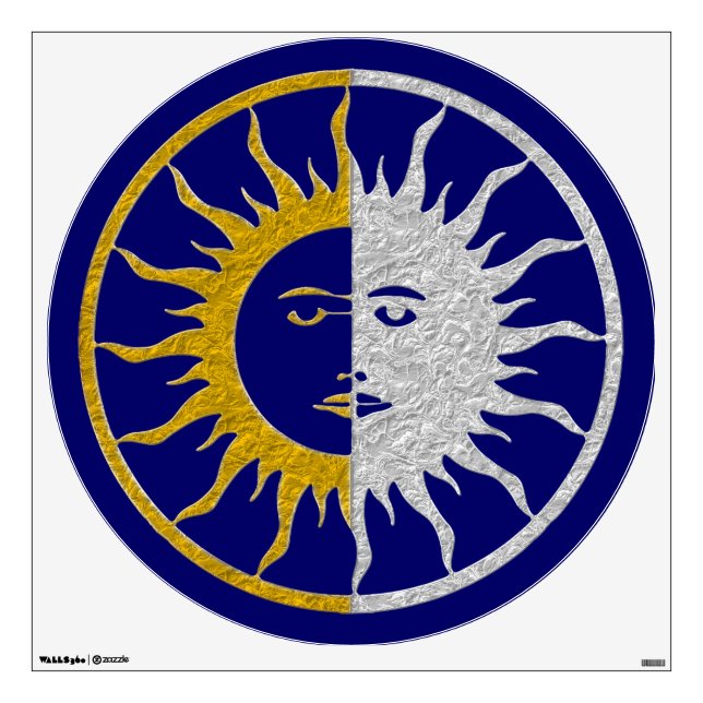 SUN & MOON Symbol - gold silver Wall Sticker (Front)