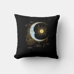 Sun Moon Vintage 90s Witch Whimsigoth Aesthetic Throw Pillow