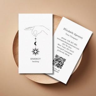 Sun Moon White QR-Code Business Card