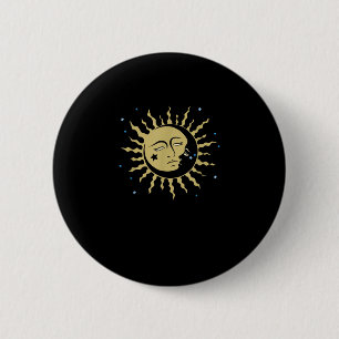 Sun Moon With 90s Witch Whimsigoth Aesthetic Button
