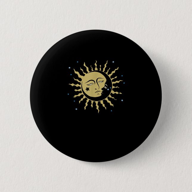 Sun Moon With 90s Witch Whimsigoth Aesthetic Button (Front)