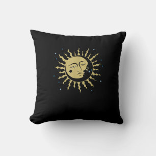 Sun Moon With 90s Witch Whimsigoth Aesthetic Throw Pillow