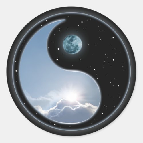 Sun_Moon Yin_Yang Classic Round Sticker