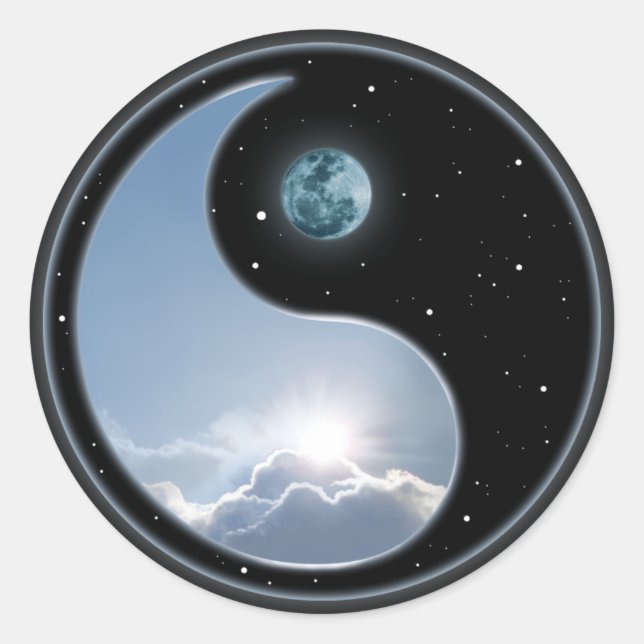 Sun-Moon Yin-Yang Classic Round Sticker (Front)