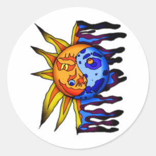 Sun / Moon Yin Yang Classic Round Sticker