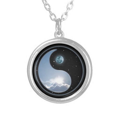 Sun_Moon Yin_Yang Silver Plated Necklace