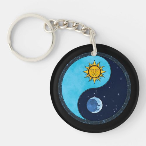 Sun Moon Yin Yang Symbol Keychain