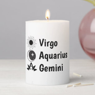Sun Moon Zodiac Birthday Astrology Manifestation Pillar Candle