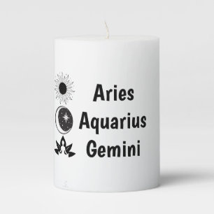 Sun Moon Zodiac Birthday Fortune Astrology Mystic Pillar Candle