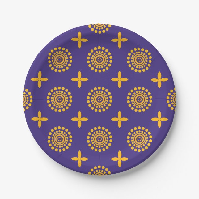 Sun Mosaic Pattern Paper Plates (Front)