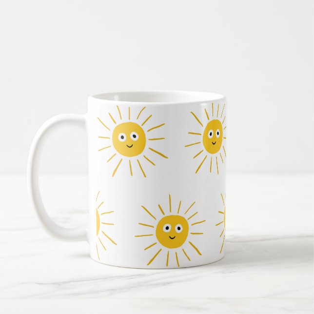 Sun motifs: vintage sketchy seamless. coffee mug (Left)