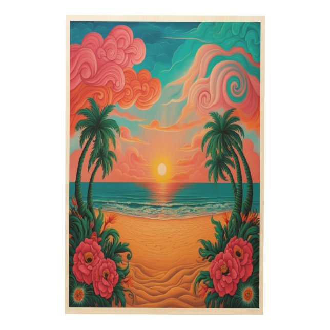 Sun Nascent Wooden frame Wood Wall Art (Front)