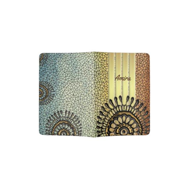 Sun of Henna (Goldish) Passport Holder (Opened)