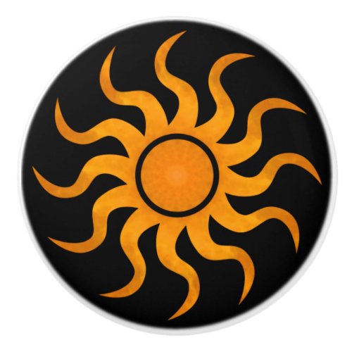 Sun On Black Decorative Ceramic Knob 