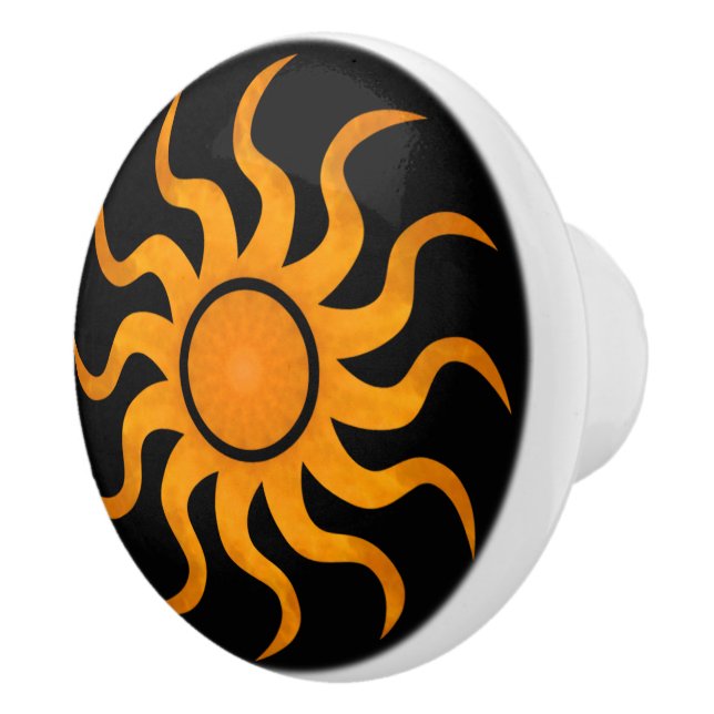 Sun On Black Decorative Ceramic Knob  (Right)