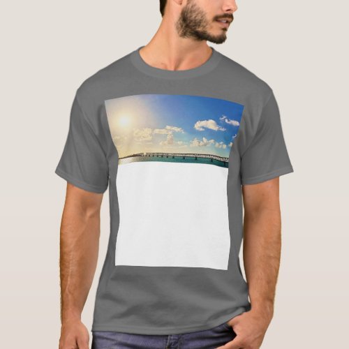 Sun On Bridge And Ocean In The Florida Keys T_Shirt