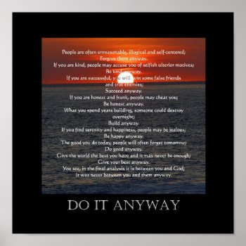 Sun On Ocean Bottom "do It Anyway" Poster by PawsitiveDesigns at Zazzle