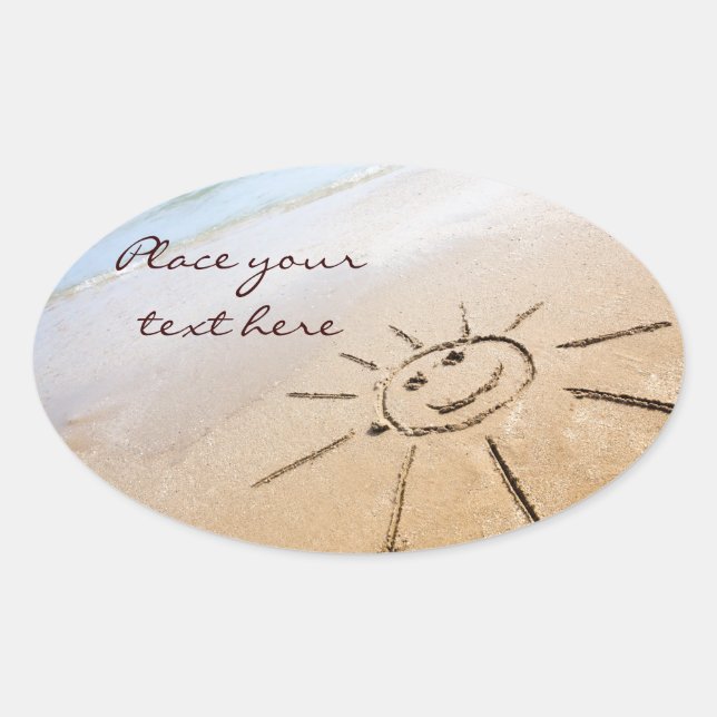 Sun On The Beach Oval Sticker (Front)