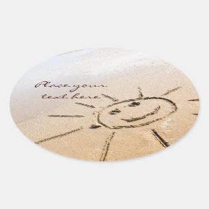 Sun On The Beach Oval Sticker