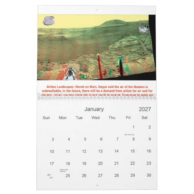 Sun on the Wall, Sun on the Wall, Cracks in the... Calendar (Jan 2027)