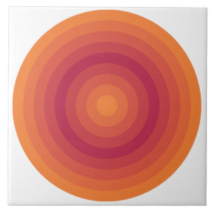 Sun Orange Viva Magenta Circles Ceramic Tile