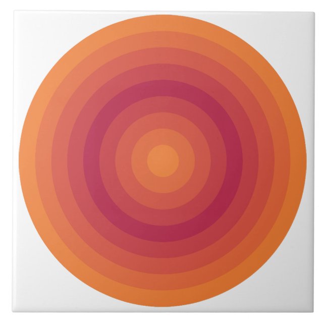 Sun Orange Viva Magenta Circles Ceramic Tile (Front)