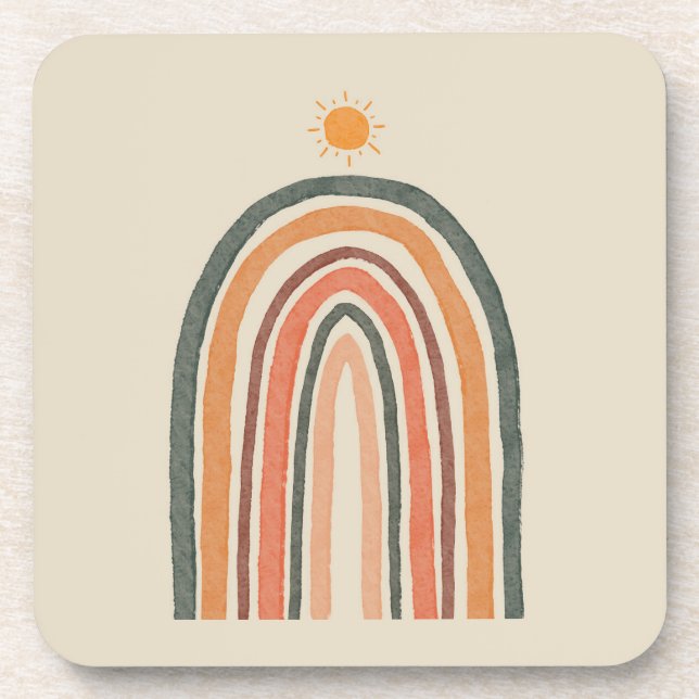 Sun Over A Rainbow Beverage Coaster (Front)