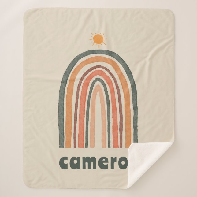 Sun Over A Rainbow Sherpa Blanket (Front)