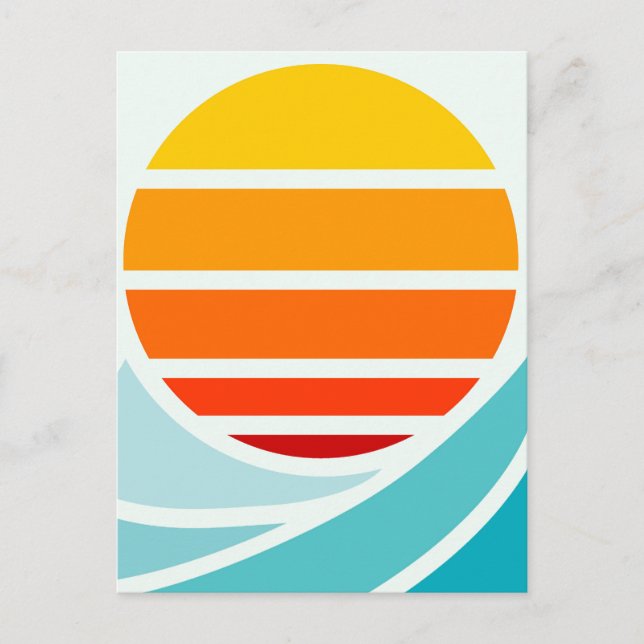 Sun Over Ocean Waves, Modern Postcard (Front)
