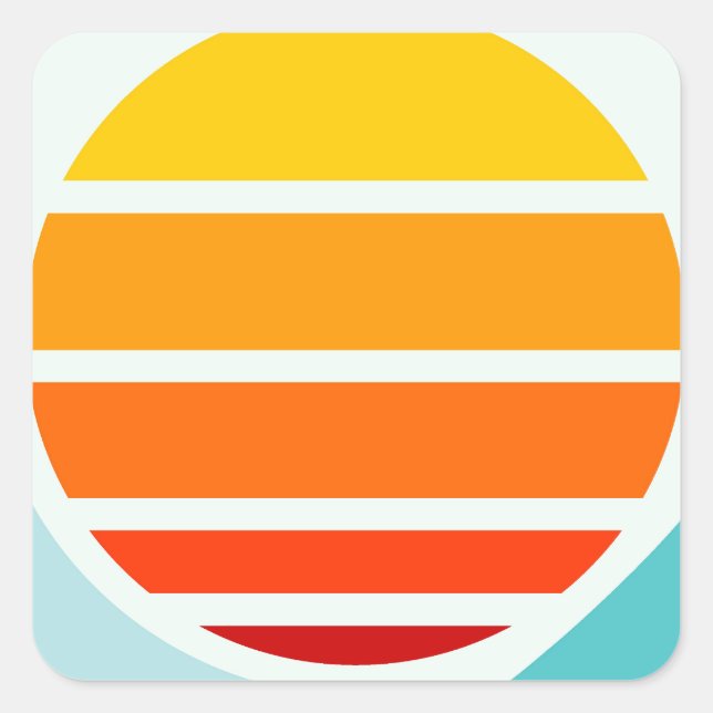 Sun Over Ocean Waves, Modern Square Sticker (Front)