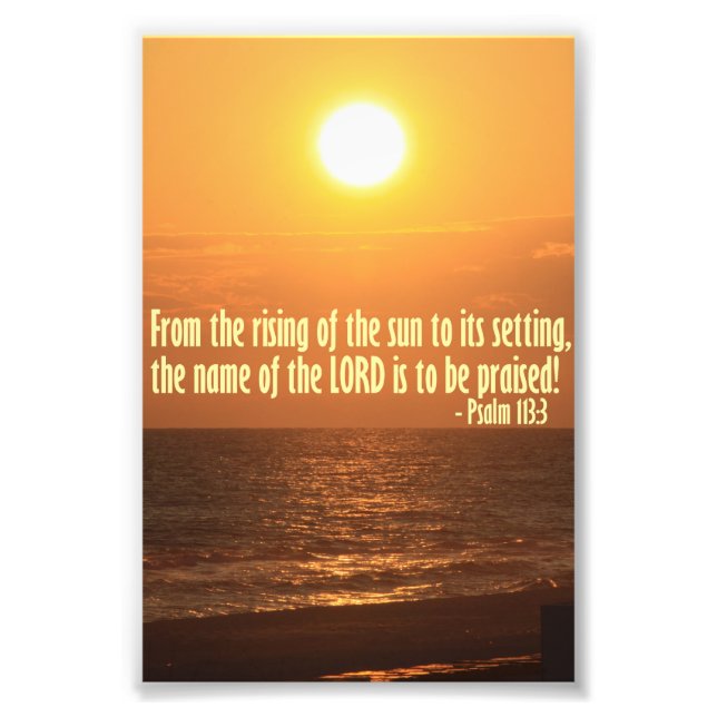 Sun over the Ocean with Psalm 113:3 Photo Print (Front)