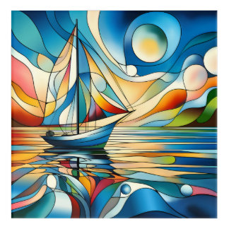 Sun over the sea - Glossy Poster Acrylic Print