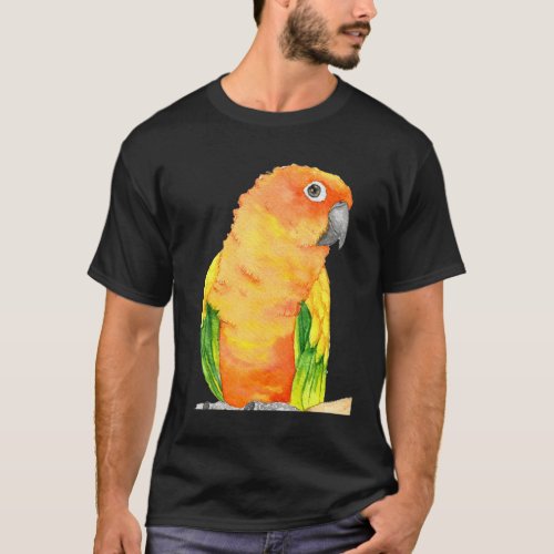Sun Parakeet Watercolor Bird Parrot Conure Paint P T_Shirt